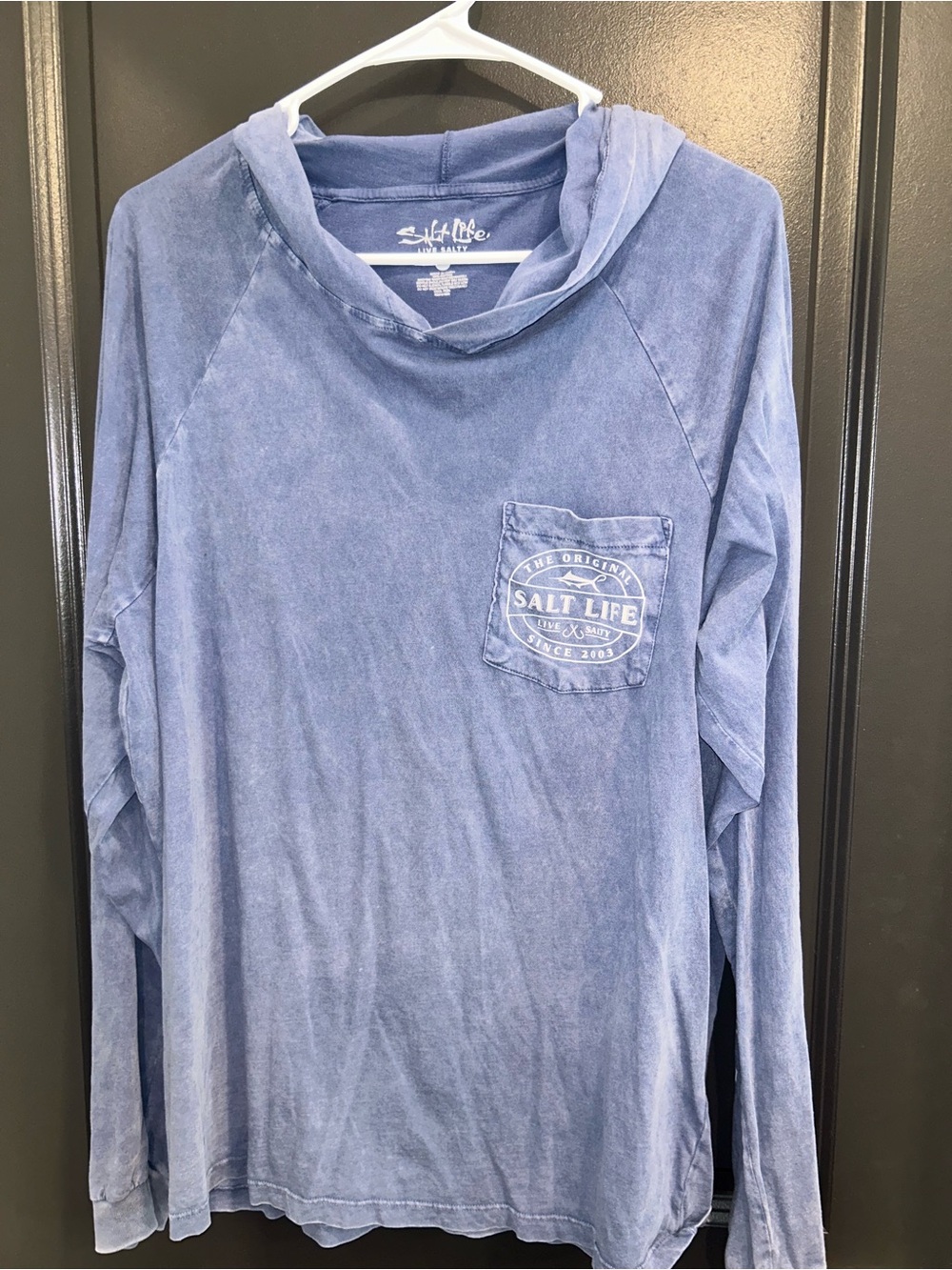 Salt Life Light Blue Hooded Pocket Tee with Logo